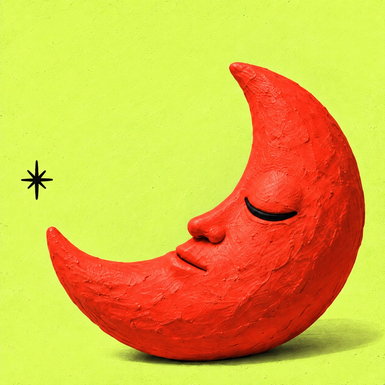 Example identity: a red crescent moon on a lime background